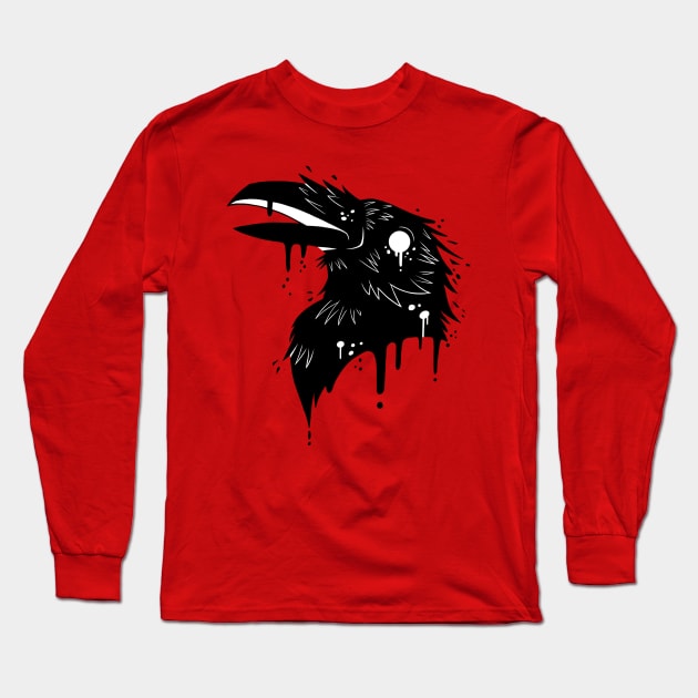 Dripping Paint Crow - Dark Long Sleeve T-Shirt by jzanderk